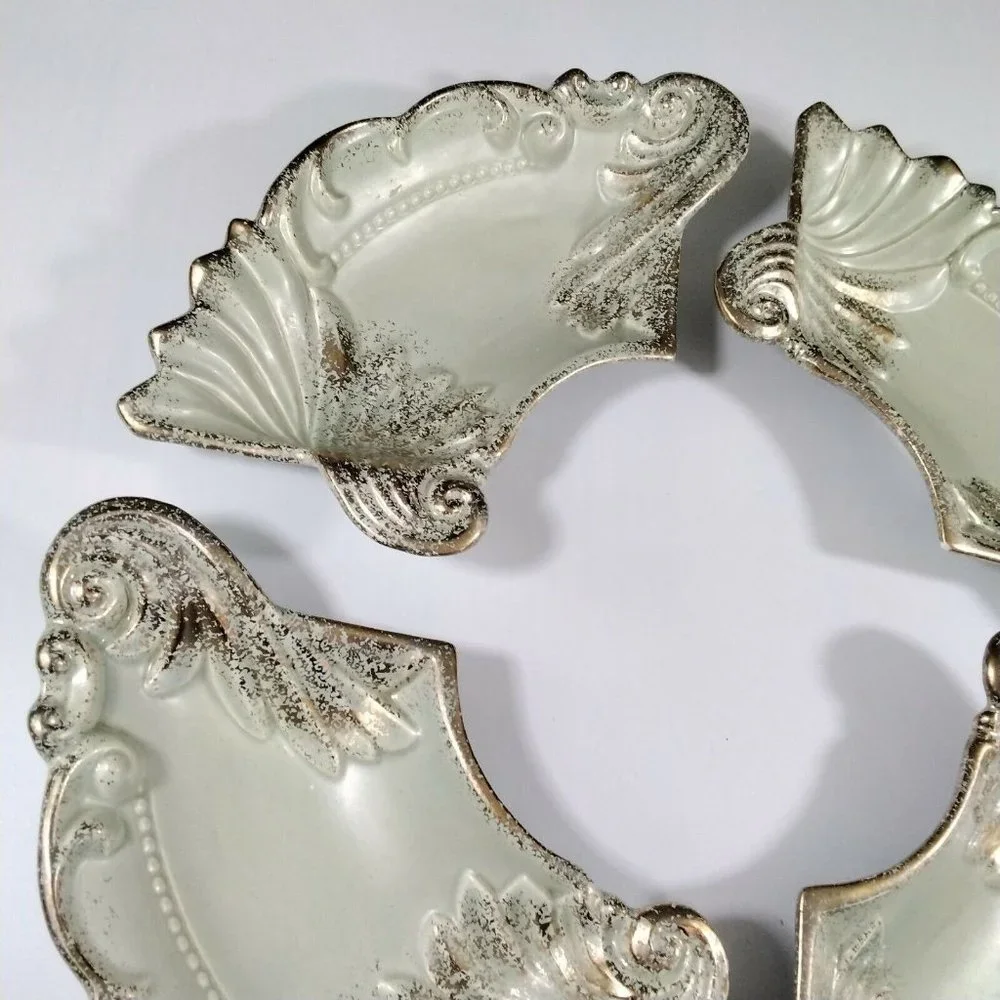 Florentine Nesting Serving Plates Chip Dip Set Ideal Originals 1962 Gold Gilded